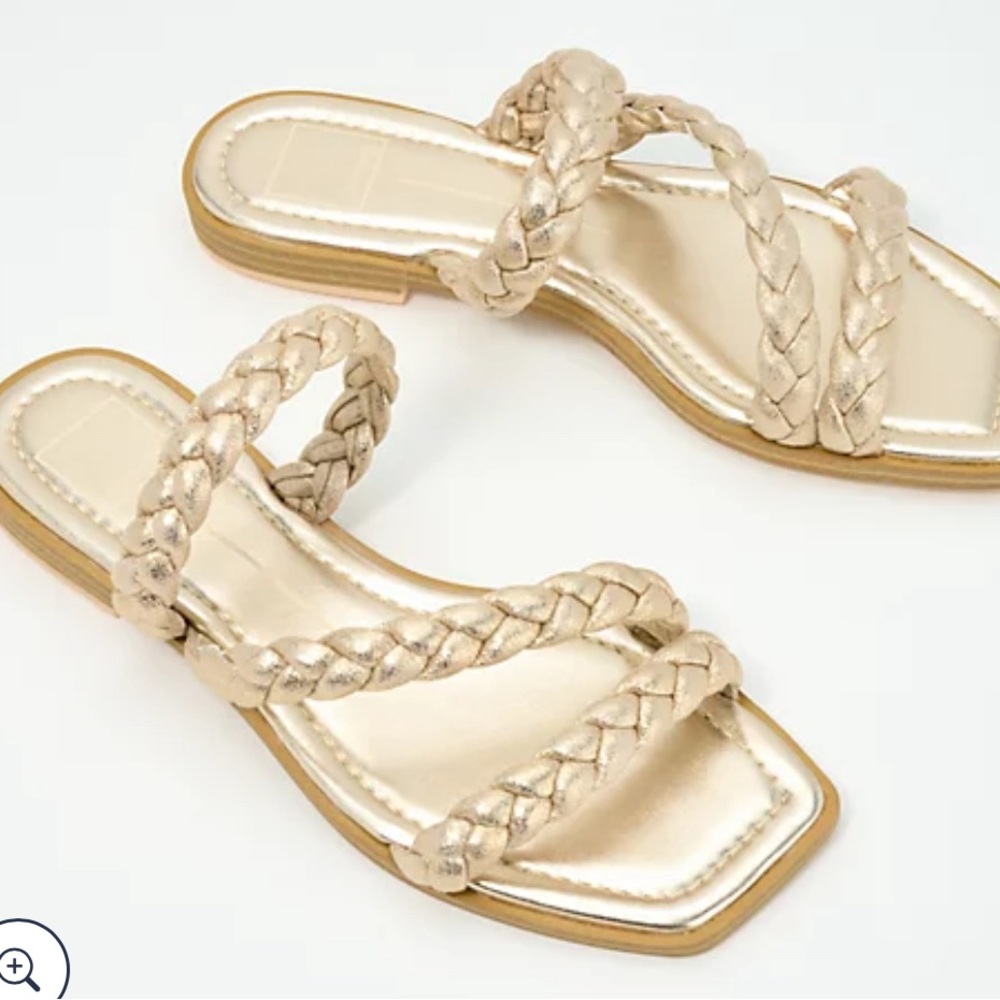 Dolce Vita Braided Strap Slide Sandals Iman Light Gold Size 7.5